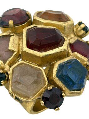 Chanel Cocomark Colored Stone Ring GP Gold